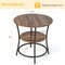 Costway 2 PCS 2-Tier Sofa Side End Table Round Nightstand with Sturdy Metal Frame Brown/Oak